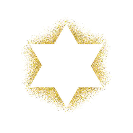 Vector illustration of golden Magen David (star of David). Composed from many golden particles.のイラスト素材