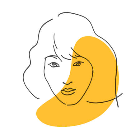 Asian pretty woman abstract portrait, Japanese girl. Vector illustration.のイラスト素材