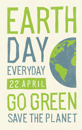 Earth day Everyday poster, 22 April. With earth planet image. On paper tone background.のイラスト素材