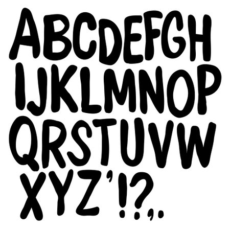 Hand drawn cartoon typography design vector. Alphabet Funny Narrow Comic Fontのイラスト素材