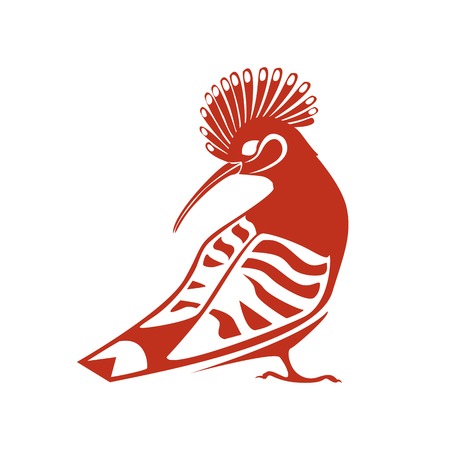 Vector stylized isolated single-color image of a hoopoeのイラスト素材