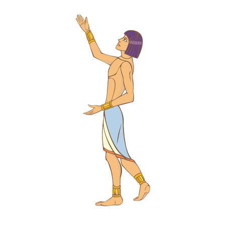An ancient Egyptian welcomes the sun and prays to it.のイラスト素材