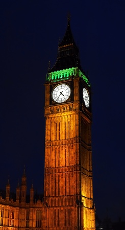                                The Elizabeth Tower Big Ben in London at night, Unitied Kingdomのeditorial素材