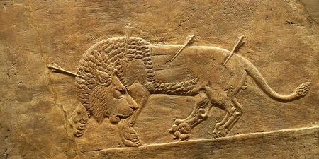 Part of old wall with decorative ancient ornamentsの写真素材