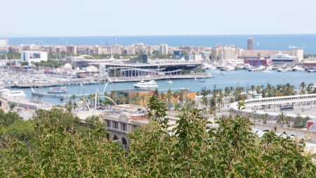 Barcelona seafront view from a high pointの写真素材