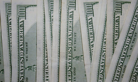Money background  A lot of 100 dollars bills 