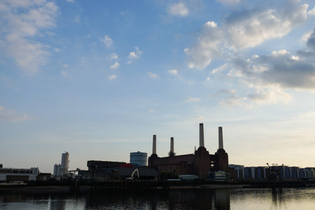 Battersea power station on May 06, 2013  The station ceased generating electricity in 1983, but over the past 50 years it has become one of the best known landmarks in London のeditorial素材