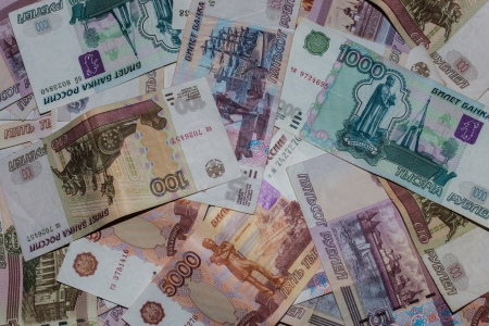 Background of money  Russian roubles   Close-up の写真素材