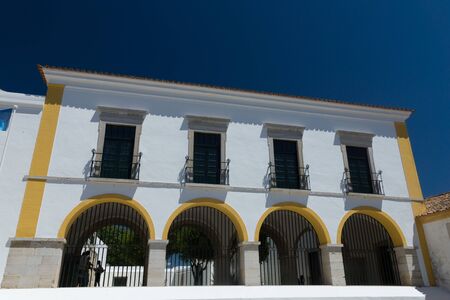 Building in historical area Square of the sun, Faro, Portugalの写真素材