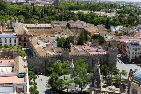 View of beautiful Seville town, Andalusia, Spainの写真素材