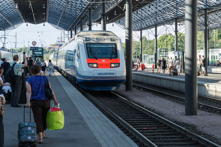 Allegro train  Saint Petersburg, Russia - Helsinki, Finland   Allegro first high-speed train from Russia to Europe のeditorial素材