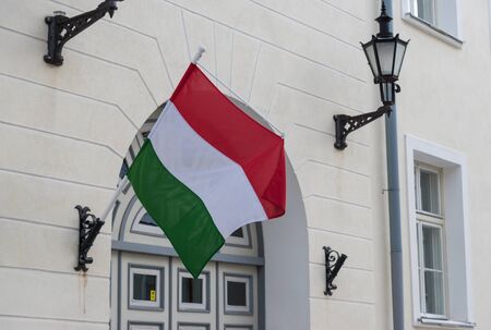 Flag of Italy on the houseの写真素材