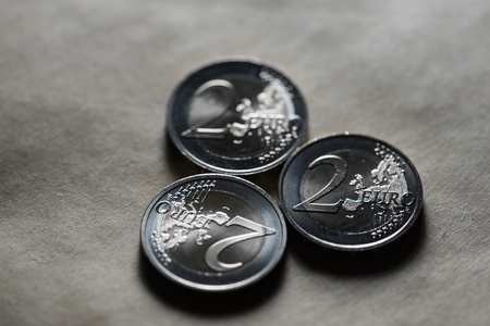 Two euro coin backgroundの写真素材