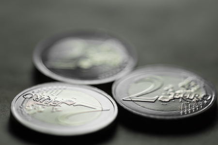Two euro coin backgroundの写真素材