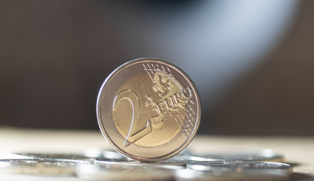 Two euro coin backgroundの写真素材
