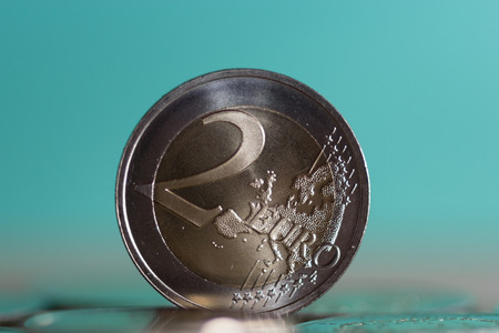 Two euro coin backgroundの写真素材