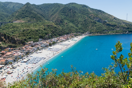 View on Scilla beach in Calabria, southern Italyの写真素材