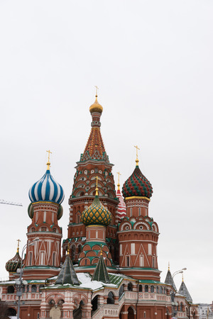 Moscow, Russia, Red square, view of St. Basil's Cathedral in winterの写真素材