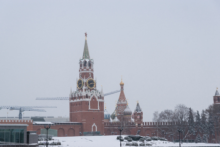 Inside of Moscow Kremlin at night, Russia. UNESCO World Heritage Siteの写真素材