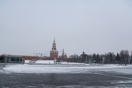 Inside of Moscow Kremlin at night, Russia. UNESCO World Heritage Siteの写真素材