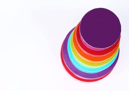 Stack Of 7 Colored Boxesの写真素材