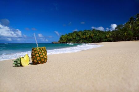 Pinacolada on beach of Atlantic oceanの写真素材