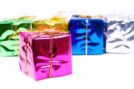 New year boxes on whiteの写真素材