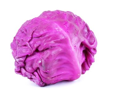 Violet cabbage isolated on whiteの写真素材