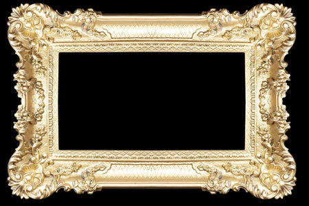 Golden frame isolated on black