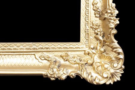 Golden frame on blackの写真素材