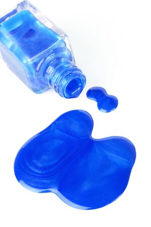 Spilled nail varnish, closed-up on whiteの写真素材