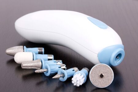 Pedicure tool on black table, closed-upの写真素材