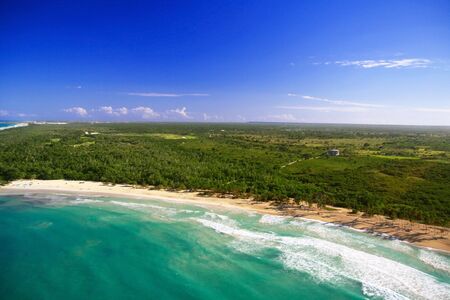 Caribbean beach from helicopter viewの写真素材