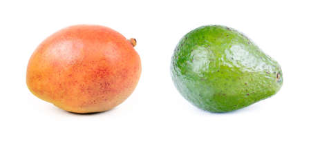 Mango and avocado isolated on white の写真素材