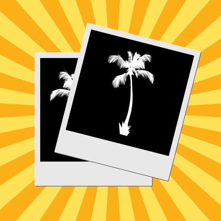 Palms in photo fraims, illustrationの写真素材