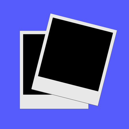 Photo frame on blue background の写真素材