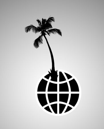 Illustration of coconut palm on globe の写真素材