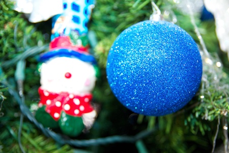 New year tree with ball and toy, closeupの写真素材