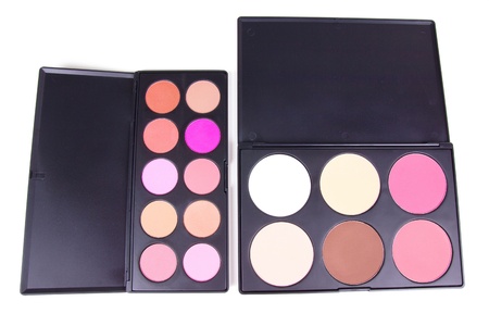 Two blush palettes, isolated on whiteの写真素材