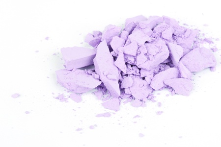 Broken violet eyeshadows isolated on white, closed-upの写真素材