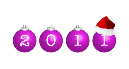 Christmas balls with number 2011 and Santa's hat, illustration 