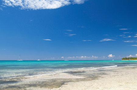 Caribbean sea with white sand, Dominican Republicの写真素材