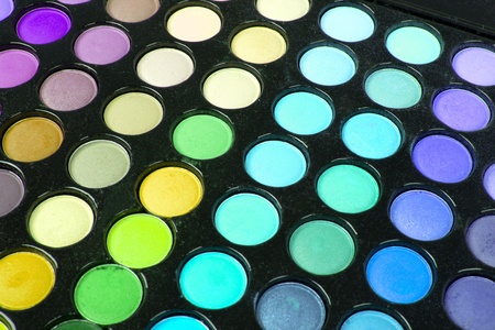 Professional multicolour make-up eyeshadows palette, closed-up の写真素材