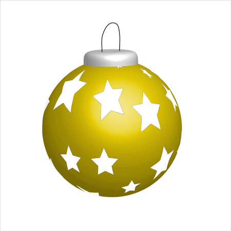 Illustration of yellow new year ball with stars の写真素材