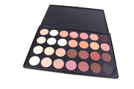 Professional eyeshadows palette on white, closeupの写真素材
