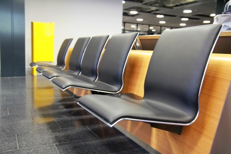Empty seats at the airport in waiting areaのeditorial素材