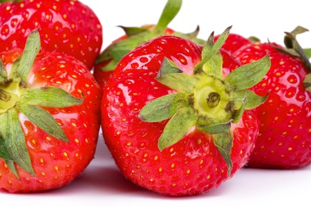 Strawberries on white, closeupの写真素材