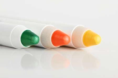 Colour eyeliners , closeup on whiteの写真素材