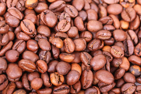Coffe beans background, macro shotの写真素材