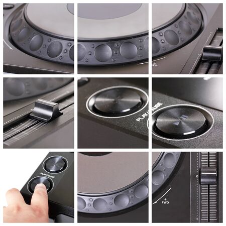 Collage with parts of dj cd playerの写真素材